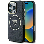Guess IML Metal Glitter 4G Circle Triangle MagSafe Case für iPhone 16 Pro Max - Schwarz