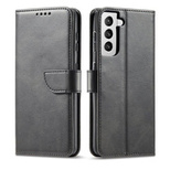 Magnet Case elegancki futerał etui pokrowiec z klapką i funkcją podstawki Samsung Galaxy S22 Ultra czarny