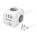 Wozinsky WKZ-3B Power Cube 4x Netzanschluss, 2x USB-A, 1x USB-C, 4000 W mit 1,8 m Kabel – Weiß