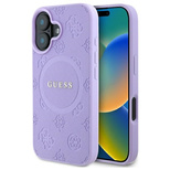 Guess Saffiano Peony Classic Logo MagSafena iPhone 16 Plus Hülle – Lila