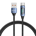 Tech-Protect UltraBoost Cable with LED Display USB-C / USB-A 66W 6A 1m - Blue