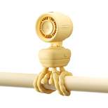 Jisulife Kinderwagenventilator 4, 5000 mAh, Mini-Ventilator für Kinderwagen mit flexiblem Stativ – Gelb