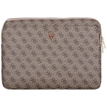 Guess Sleeve 4G Zipper Pocket Triangle Logo 14&quot; Laptop Bag - Brown