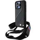 BMW M Edition Carbon Stripe &amp; Strap case for iPhone 15 Pro Max - black