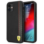 Ferrari FESAXHCP12SBK iPhone 12 mini 5,4&quot; schwarz/schwarz Hardcase On Track Carbon Stripe