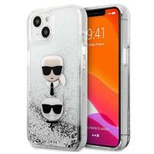 Karl Lagerfeld Liquid Glitter Karl&amp;Choupette Head case for iPhone 13 mini - silver