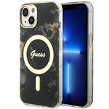 Guess, GUHMP14SHTMRSK iPhone 14 6,1&quot; schwarz/schwarzes Hardcase Golden Marble MagSafe