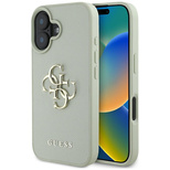 Guess Grained Big 4G Logo Small Classic Logo Hülle für iPhone 16 - Grün
