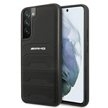 AMG Lederhülle mit geprägten Linien für Samsung Galaxy S22+ – Schwarz