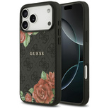 Etui Guess 4G Flowers Print MagSafe na iPhone 17 Pro - czarne