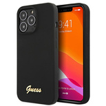 Guess GUHMP13LLSLMGBK iPhone 13 Pro / 13 6.1&quot; black/black hardcase Silicone Script Gold Logo MagSafe