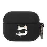 Karl Lagerfeld KLAPRUNCHK AirPods Pro Cover schwarz/schwarz Silikon Choupette Head 3D