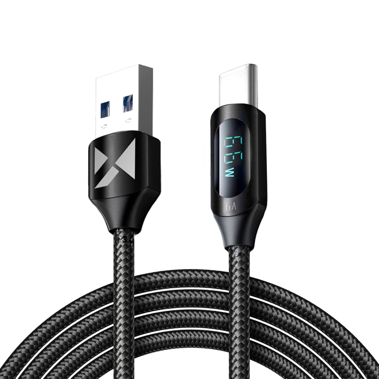 Kabel USB A - USB C z wyświetlaczem 66W 6A 2m