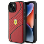 Ferrari Twist Metal Logo Hülle für iPhone 15 – Rot