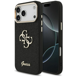 Guess Fixed Glitter Big 4G Metal Frame case for iPhone 17 Pro Max - black