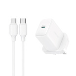 Joyroom JR-TCF20 PD 20W Wandladegerät (UK-Stecker) mit 1 m USB-C-Kabel – Weiß