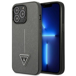 Etui Guess Saffiano Triangle Logo na iPhone 14 Pro Max - srebrne