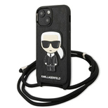 Karl Lagerfeld KLHCP13SCMNIPK iPhone 13 mini 5,4 &quot;hardcase black / black Leather Monogram Patch and Cord Iconik