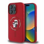 Karl Lagerfeld Silicone Karl&amp;Choupette Heads Ring MagSafe Case for iPhone 16 Pro - Red