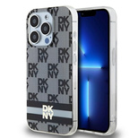 DKNY IML Checkered Mono Pattern &amp; Printed Stripes MagSafe Hülle für iPhone 13 Pro Max – Schwarz