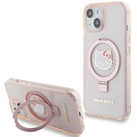 Hello Kitty Ringständer Glitzer Electrop Logo MagSafe Hülle für iPhone 15/14/13 – Pink