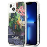 Guess GUHCP13MLFLSB iPhone 13 6.1&quot; blue/blue hardcase Flower Liquid Glitter