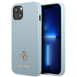 Guess Saffiano 4G Small Metal Logo Hülle für iPhone 13 mini – Blau