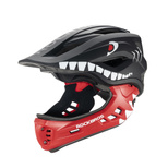 Rockbros TT-32006 Shark Kinderfahrradhelm mit abnehmbarem Kinnschutz, Größe S (48-52) – Schwarz