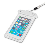 PVC waterproof phone case with lanyard - white