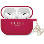 Guess GUAP2LECG4M Hülle für AirPods Pro 2, lila/magentafarbener flüssiger Silikon-Glitzer-Dreiecksanhänger