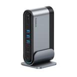 Baseus UnionJoy USB-C Dockingstation (2x HDMI 4K@60Hz, 1x DisplayPort 4K@60Hz, 3x USB-A 3.0, 2x USB-C 3.0, 2x USB-A 2.0, 1x RJ45 PD PC, 1x SD+TF, 1x 3,5-mm-Klinkenanschluss) – Grau