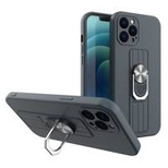 Ring Case Silikonhülle mit Fingergriff und Ständer für iPhone 13 Pro dunkelblau