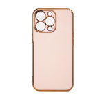 Lighting Color Case for iPhone 12 Pro Max pink gel cover with gold frame