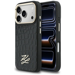 Karl Lagerfeld Croco KL Script Logo MagSafe Case for iPhone 17 Pro - Black