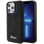 Guess Pailletten Script Metallhülle für iPhone 15 Pro – Schwarz