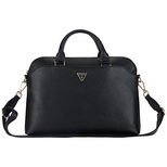 Guess – Grained Zipper Pocket Triangle Logo 15-Zoll-Laptoptasche – Schwarz