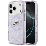 Karl Lagerfeld IML Glitter Karl &amp; Choupette Heads Logo MagSafe Case for iPhone 17 Pro Max - Purple