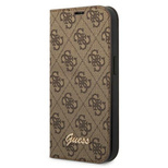 Guess GUBKP14LHG4SHW iPhone 14 Pro 6.1 &quot;brown / brown book 4G Vintage Gold Logo