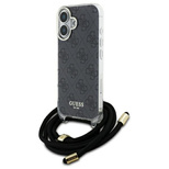 Guess Crossbody Cord 4G Print Case for iPhone 16 - Black