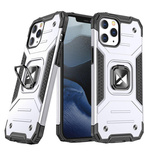 Wozinsky Ring Armor case for iPhone 14 Pro Max armored cover magnetic holder ring silver