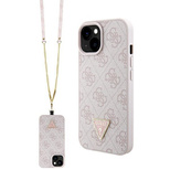 Etui Guess Crossbody 4G Metal Logo do iPhone 15 Plus - różowe