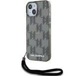 Karl Lagerfeld IML Mono KL Pattern &amp; Cord case for iPhone 15 / 14 / 13 - black