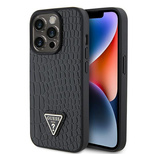 Guess GUHCP15LPCRTHCK iPhone 15 Pro 6.1&quot; black/black hardcase Croco Triangle Metal Logo