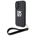 Etui DKNY Wrist Strap Stock Logo na iPhone 16 - czarne