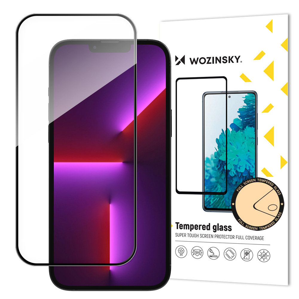 Super wytrzymałe szkło hartowane Full Glue z ramką na ekran do iPhone 15 Plus - czarne