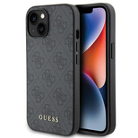 Guess 4G Metal Gold Logo Hülle für iPhone 15 – Grau