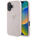 Etui Guess Hot Stamp 4G Pattern Triangle Metal Logo na iPhone 16 - różowe