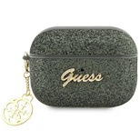 Guess GUAP2GLGSHA AirPods Pro 2 Cover Grün/Kaki Glitter Flake 4G Charm