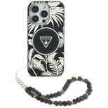 Guess Palm Trees Triangle Pearl Strap MagSafe iPhone 16 Hülle Schwarz