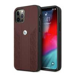 BMW Leather Curve Perforate Case for iPhone 12 Pro Max - Red